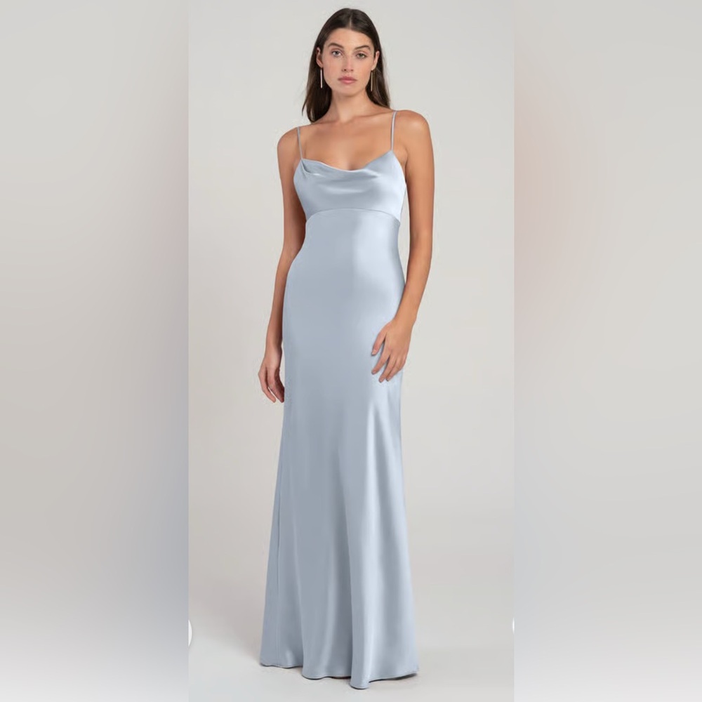 Jenny Yoo Light Blue Satin Maxi Dress
